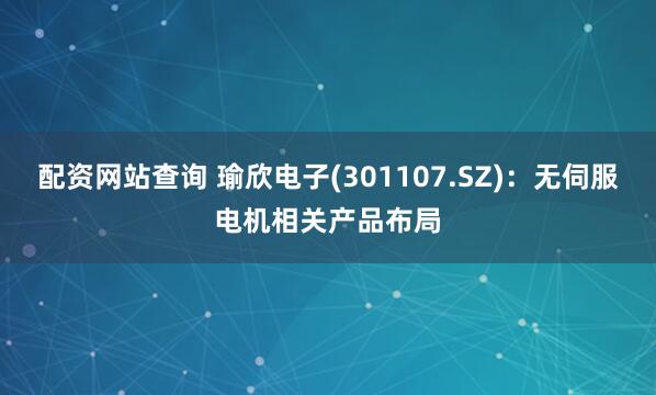 配资网站查询 瑜欣电子(301107.SZ)：无伺服电机相关产品布局
